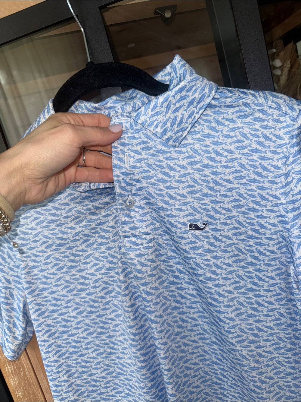 Vineyard Vines boys performance polo shirt on the go santaky fishing print golf - Picture 3 of 5